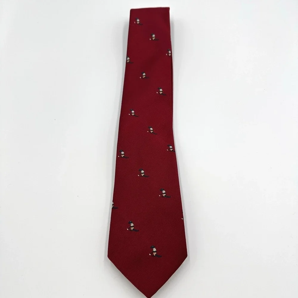 Vintage Bullocks Tie Mens Red Golf Alligator Novelty 80% Polyester 20% Silk‎